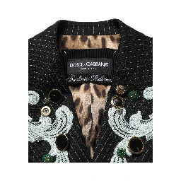 Black Stripe Double-Breasted Blazer Jacket