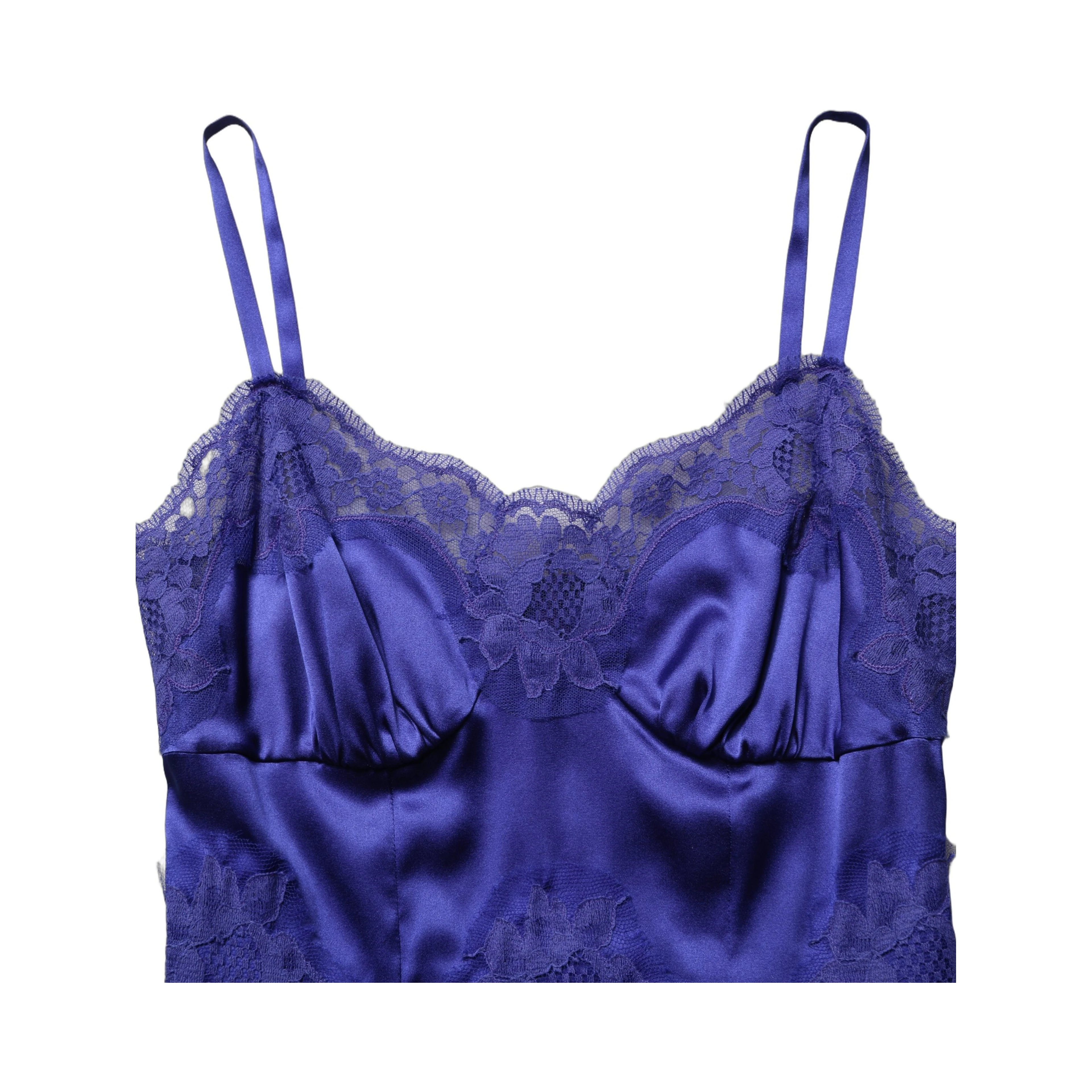 Blue Sleeveless Lace Trim A-line Gown Dress