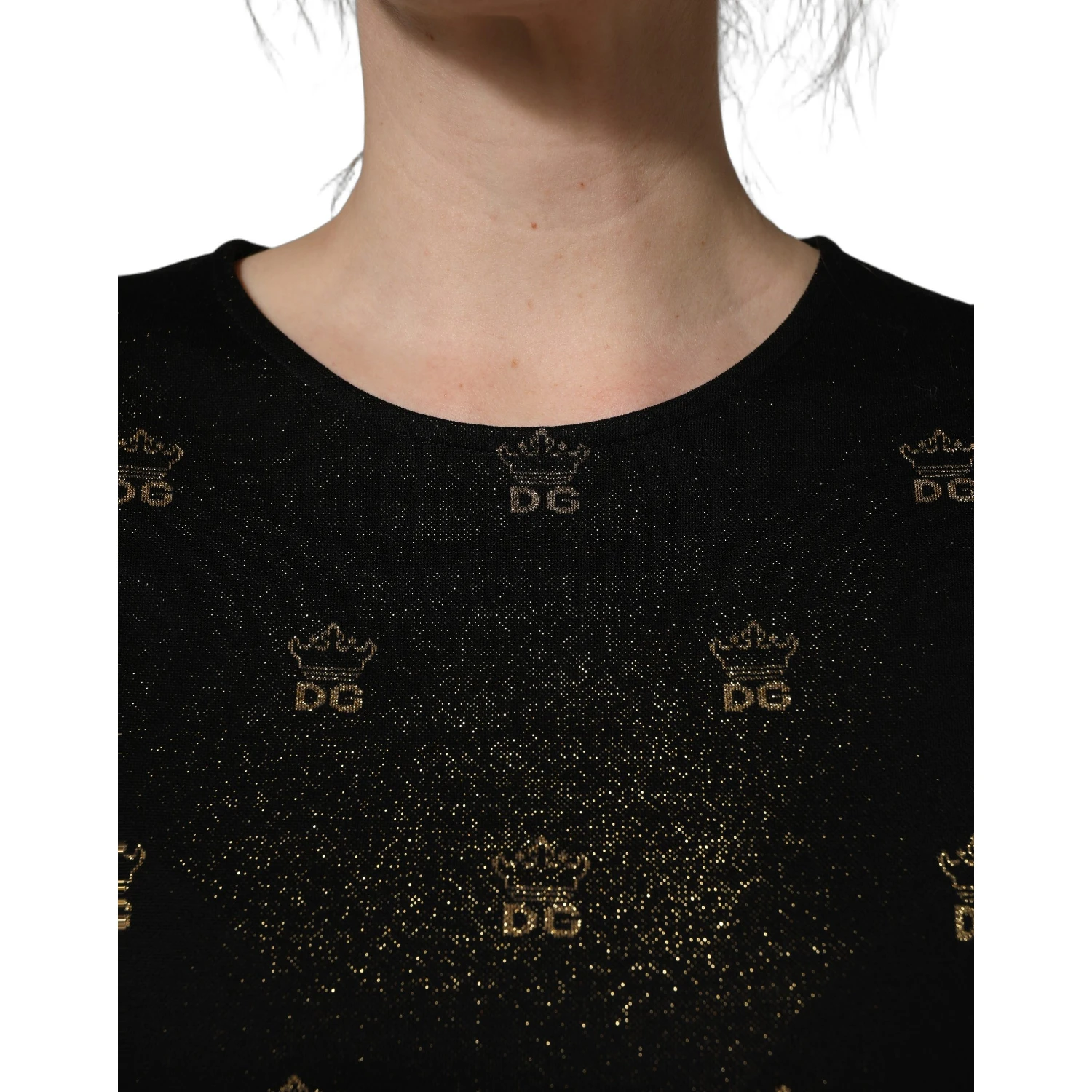 Black DG Crown Short-Sleeve Sheath Dress