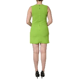 Green Viscose Sleeveless A-line Mini Dress