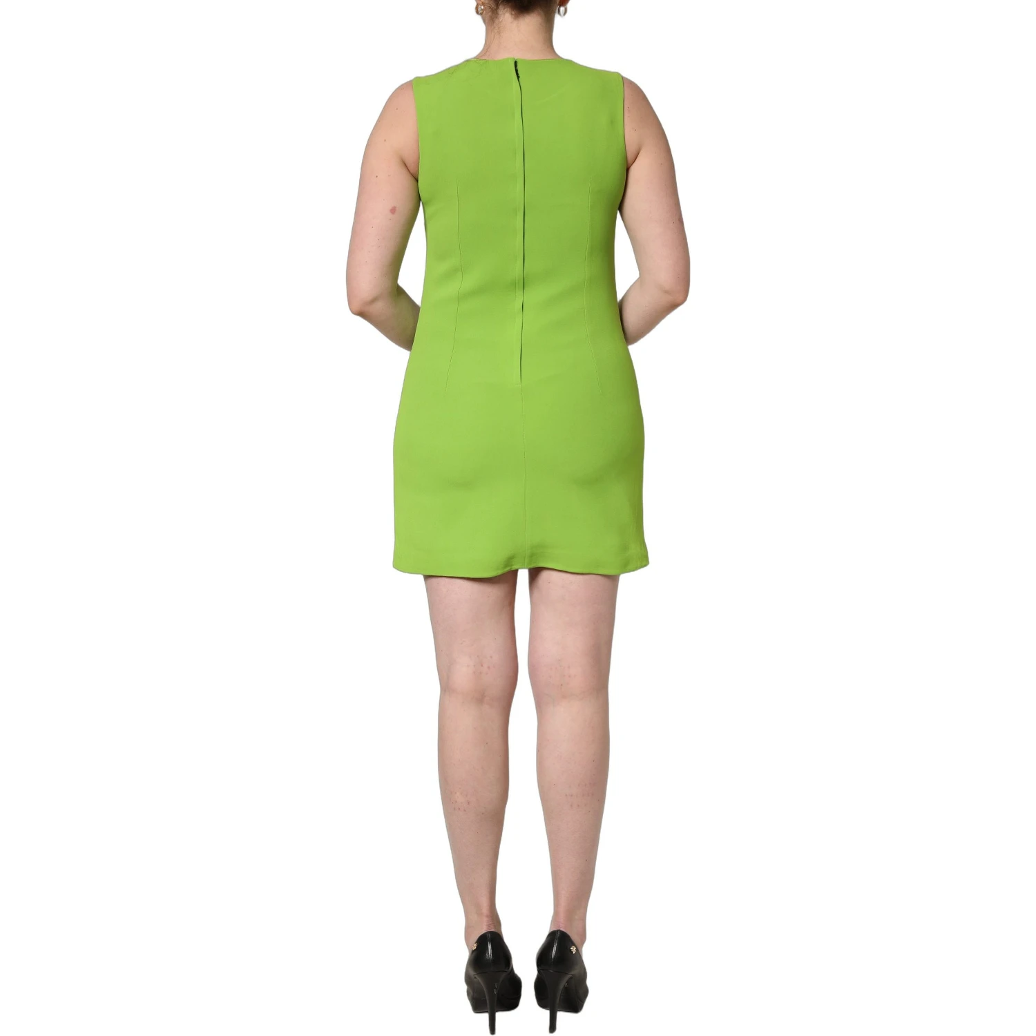 Green Viscose Sleeveless A-line Mini Dress