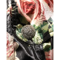 Black Floral Belted Polyester Trench Coat Jacket