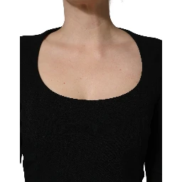 Black Long Sleeves Scoop Neck Mini Dress
