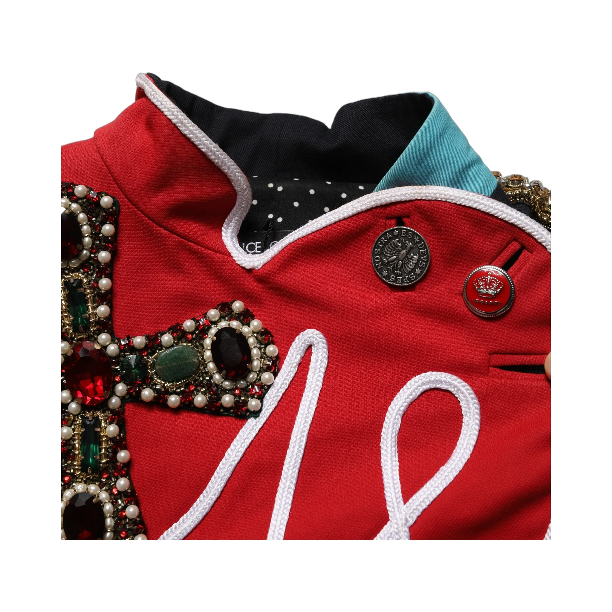 Multicolor Asymmetrical Ornate Jewel Cropped Jacket