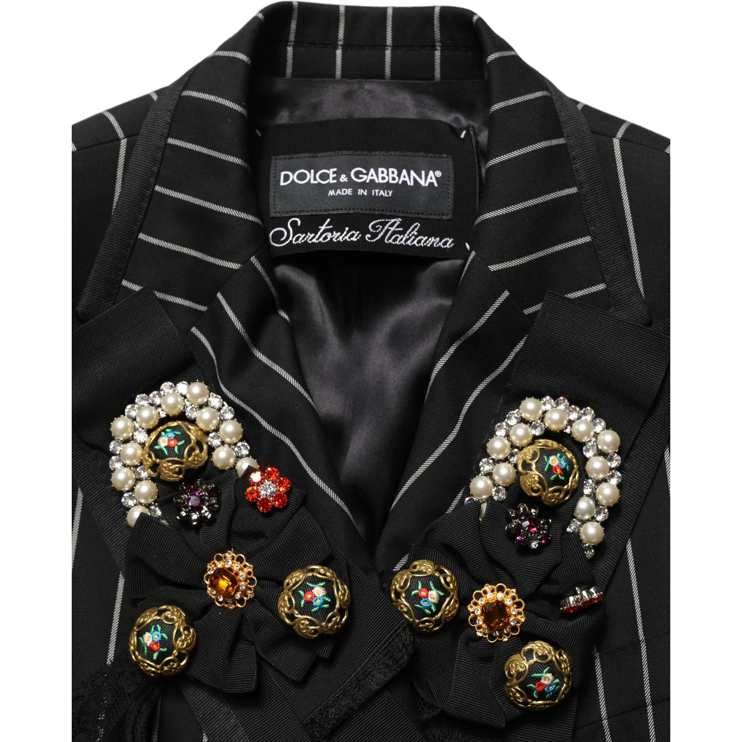 Black Stripe Double-Breasted Blazer Jacket