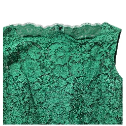Green Floral Lace Cotton Sleeveless Midi Dress