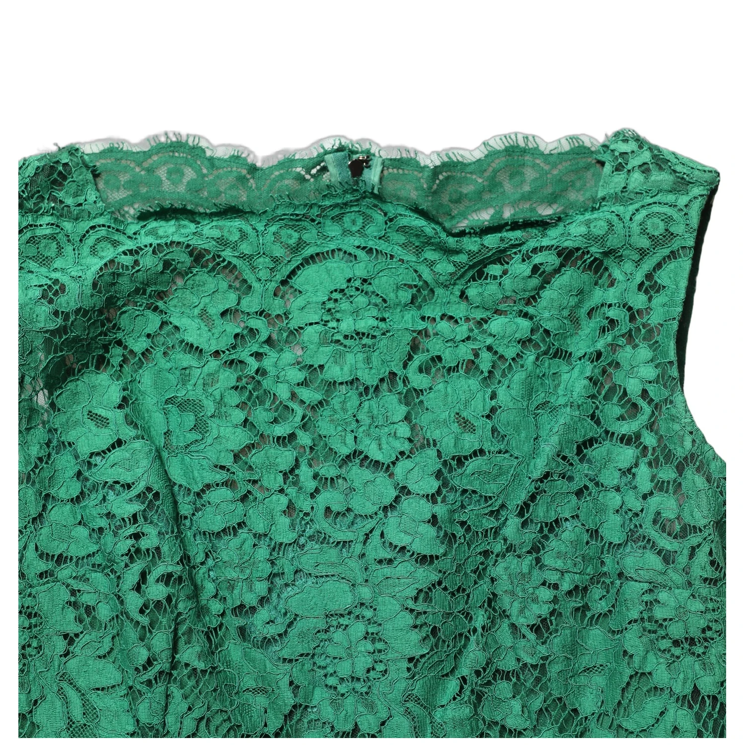 Green Floral Lace Cotton Sleeveless Midi Dress