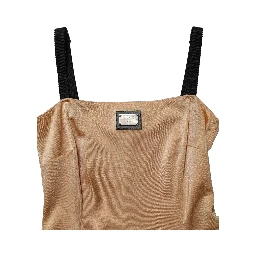 Brown Nylon Blend Cady Sleeveless Mini Dress