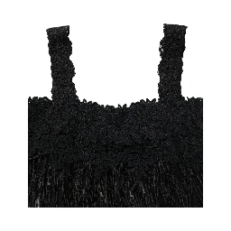 Black Viscose Fringed Sleeveless Mini Dress