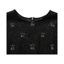 Black DG Crown Short-Sleeve Sheath Dress