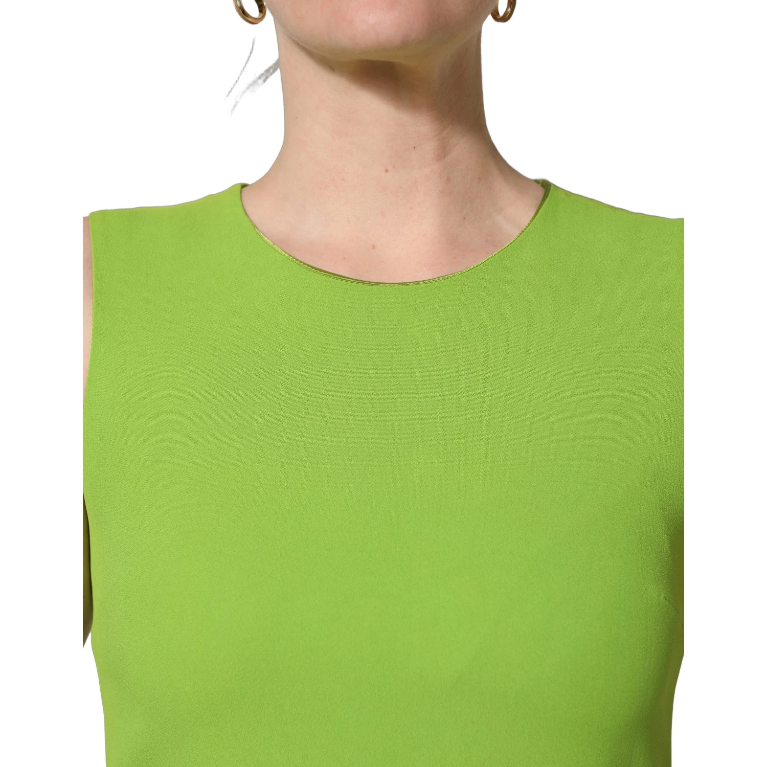 Green Viscose Sleeveless A-line Mini Dress