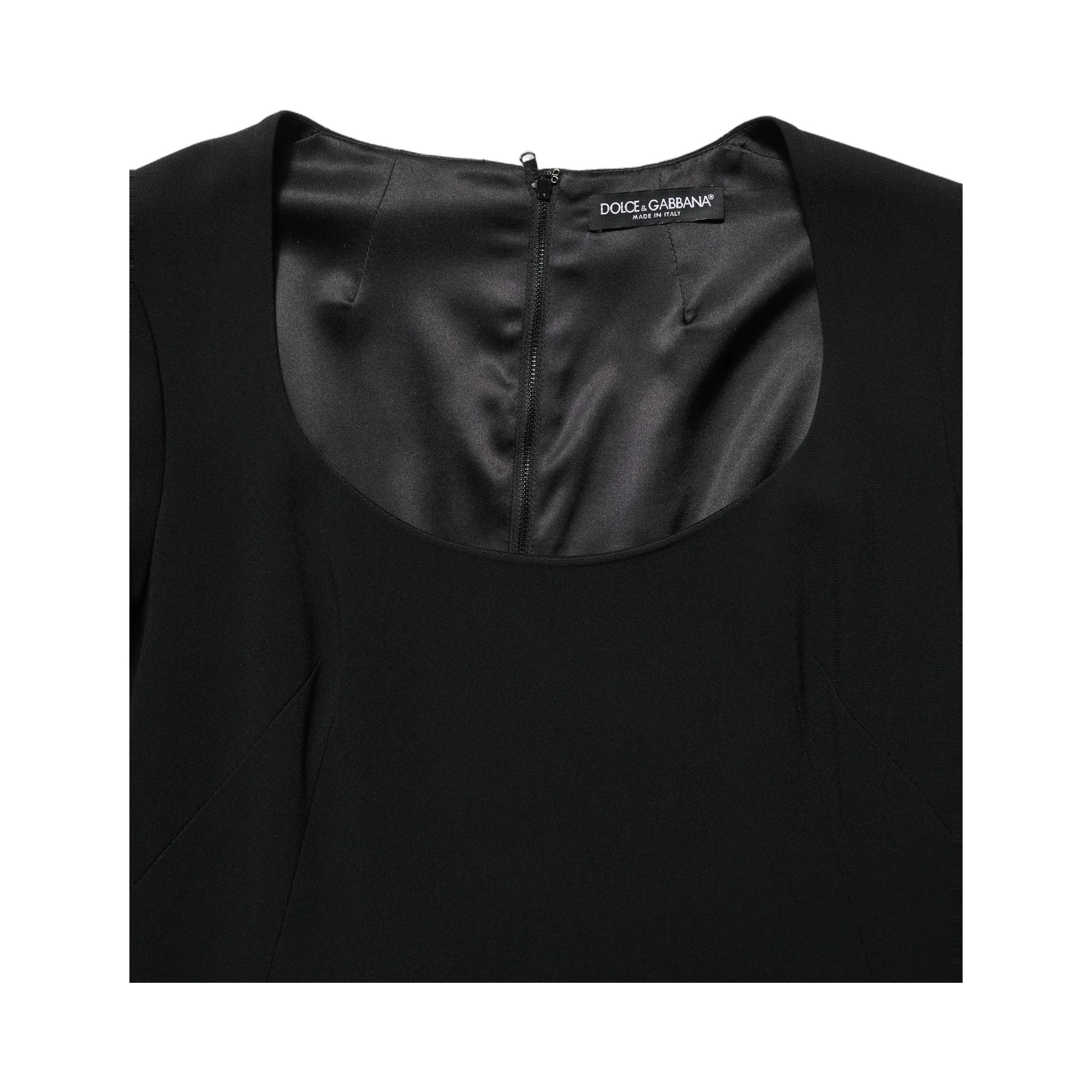 Black Long Sleeves Scoop Neck Mini Dress