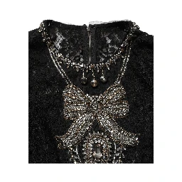 Black Crystal Embellished Sheath Midi Dress