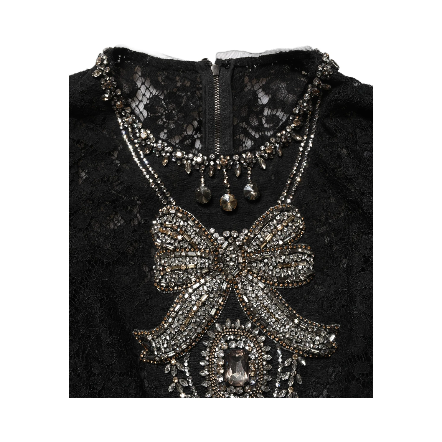 Black Crystal Embellished Sheath Midi Dress