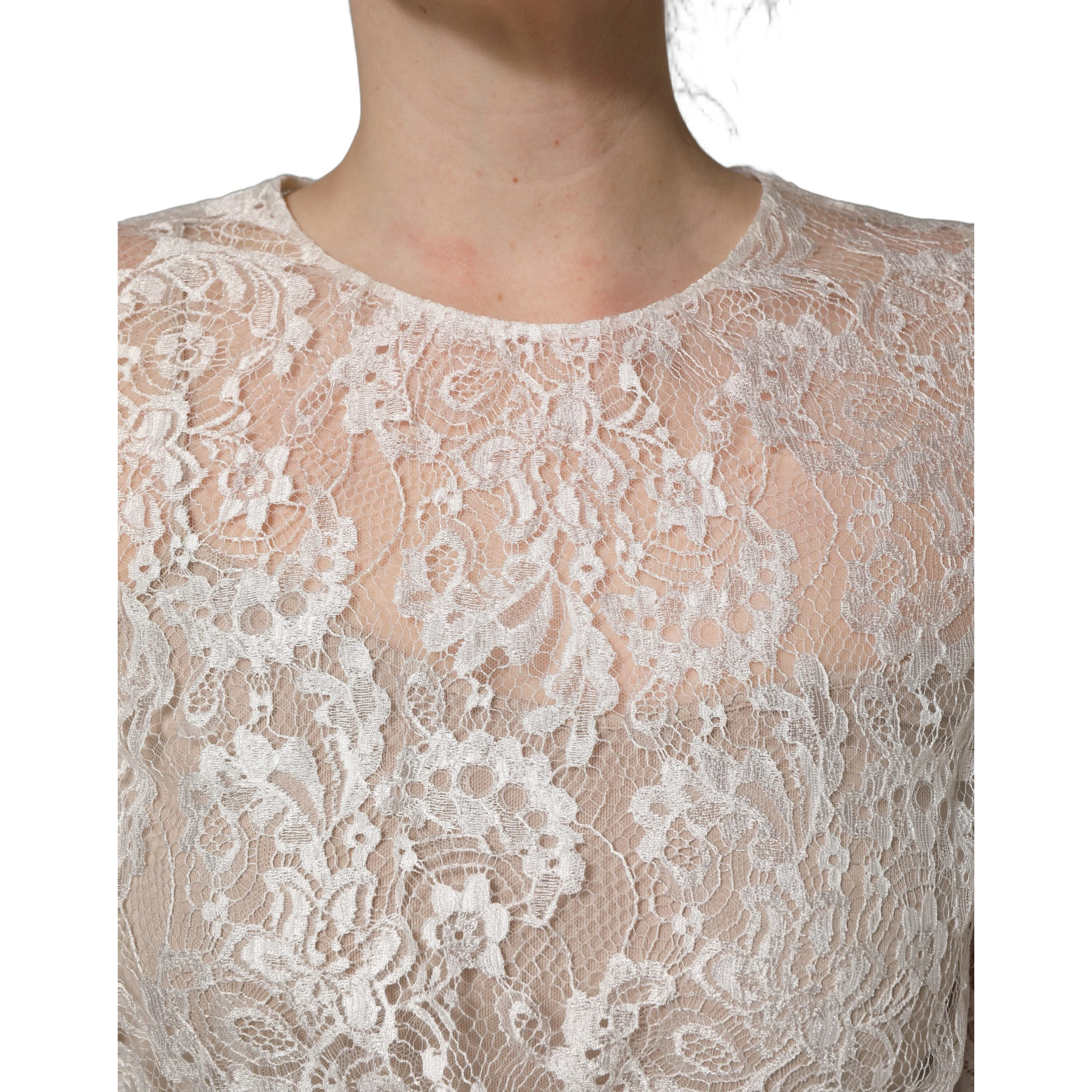 White Lace Top Embellished Black Skirt Dress