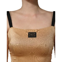 Brown Nylon Blend Cady Sleeveless Mini Dress