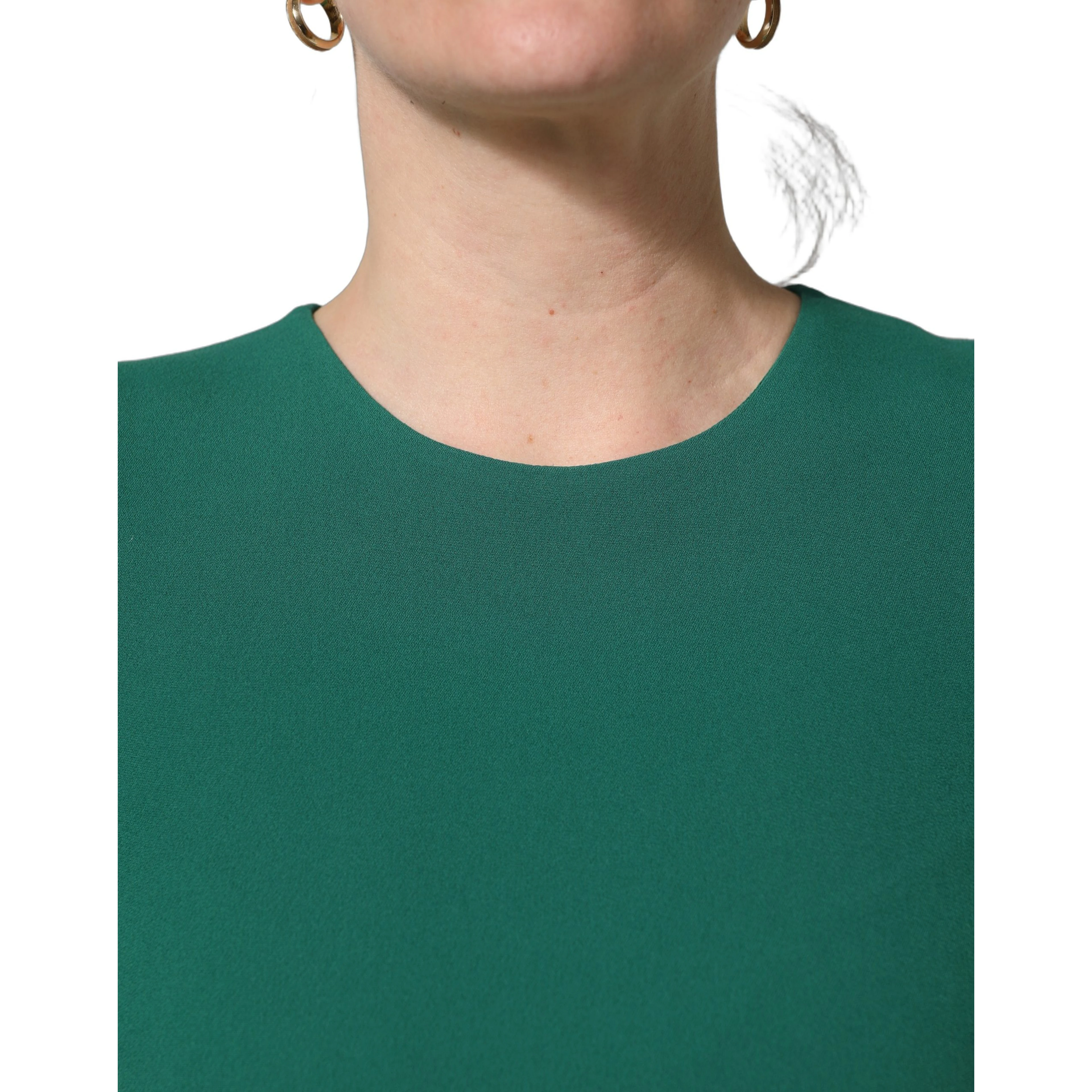 Green Viscose Long Sleeves A-line Mini Dress