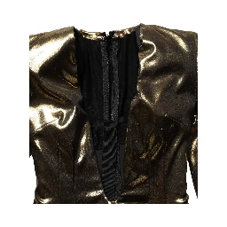Gold Plunging Neckline Sheath Mini Dress