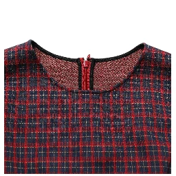 Red Black Checkered ShortSleeve Sheath Dress