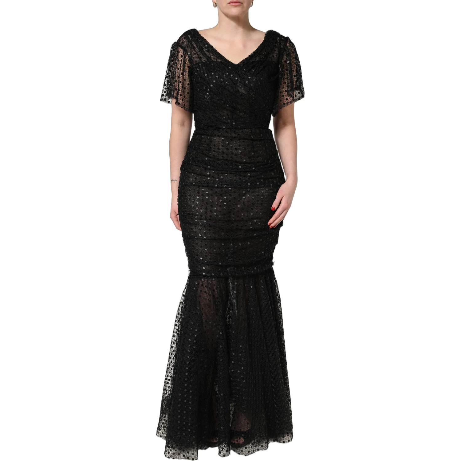 Black Sequinned Mermaid Evening Gown Dress