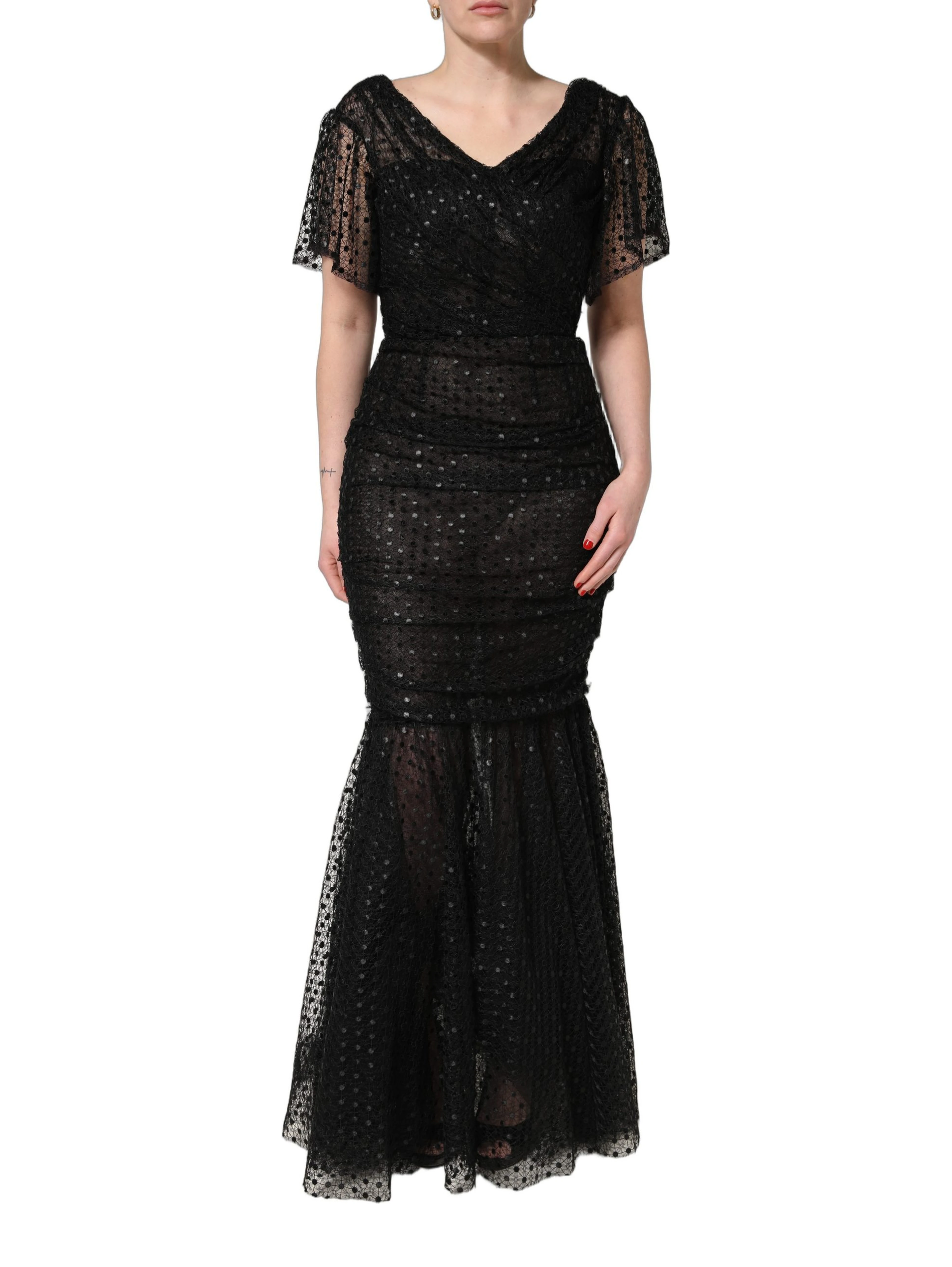 Black Sequinned Mermaid Evening Gown Dress