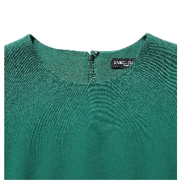 Green Viscose Long Sleeves A-line Mini Dress