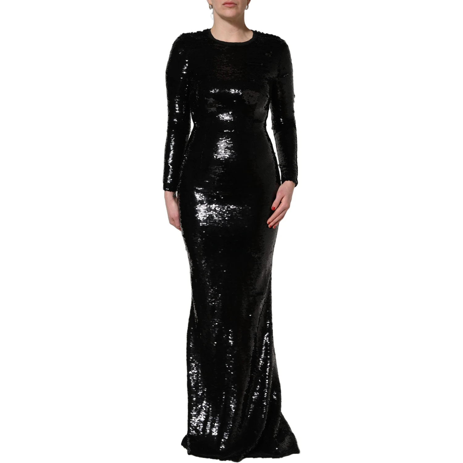 Black Bodycon Mermaid Sequinned Gown Dress