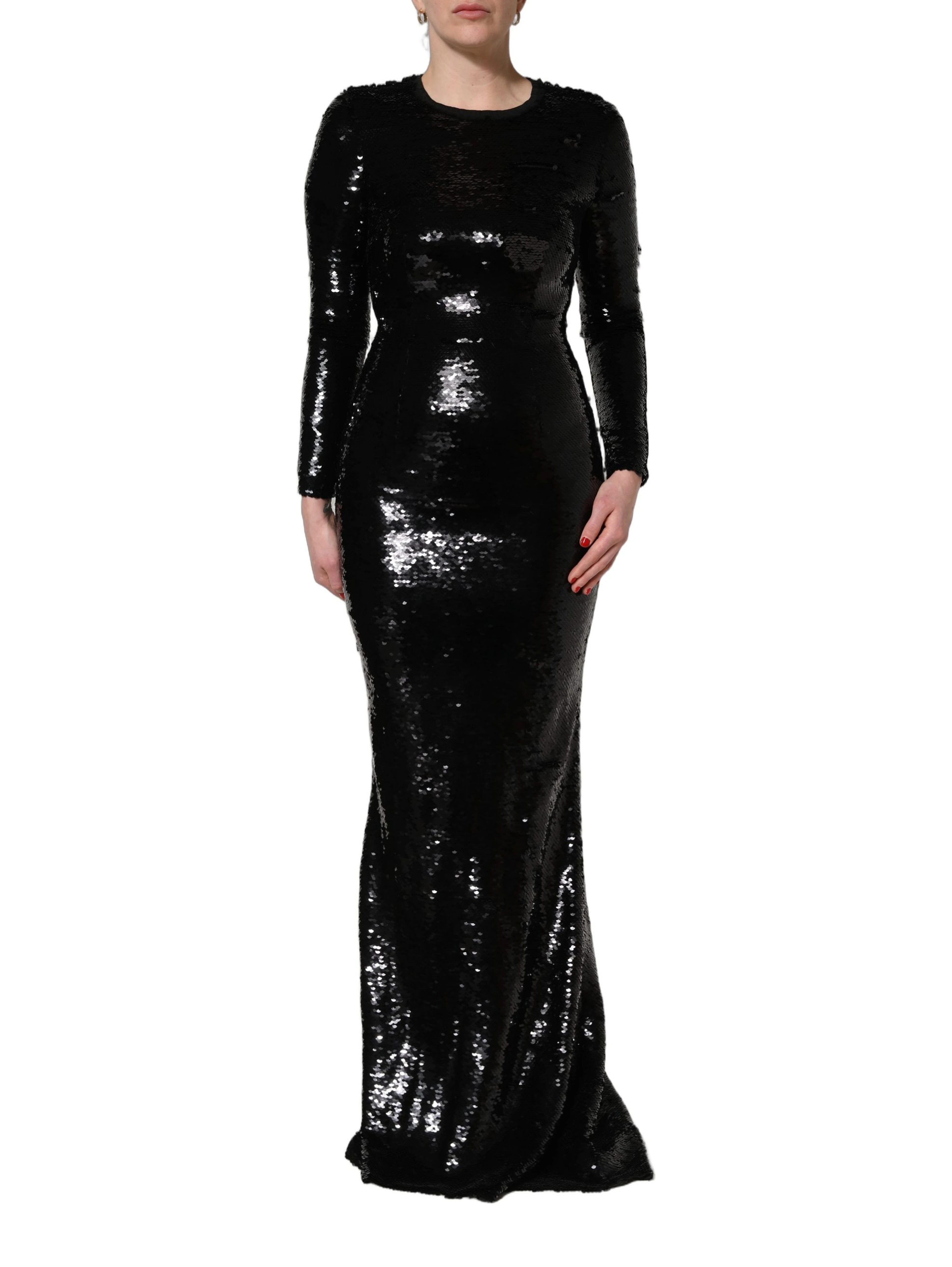 Black Bodycon Mermaid Sequinned Gown Dress