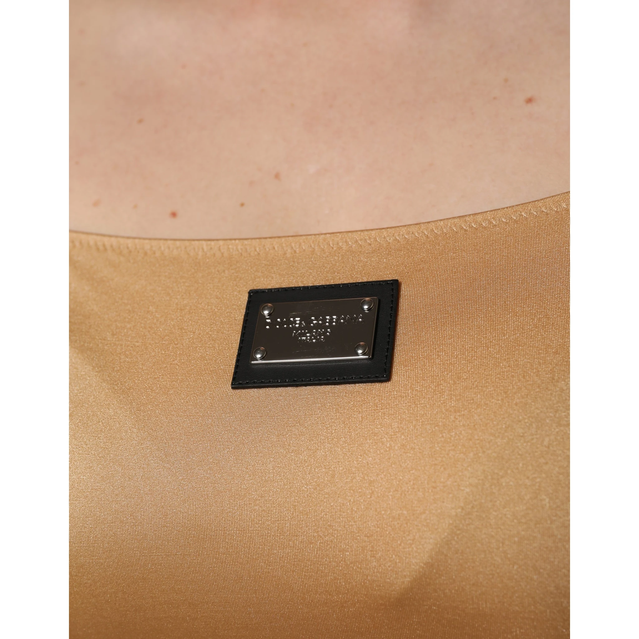 Brown Nylon Blend Cady Sleeveless Mini Dress