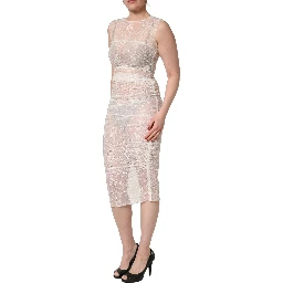 White Floral Lace Sheer Sleeveless Midi Dress
