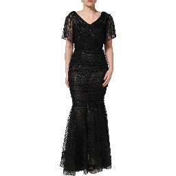 Black Sequinned Mermaid Evening Gown Dress