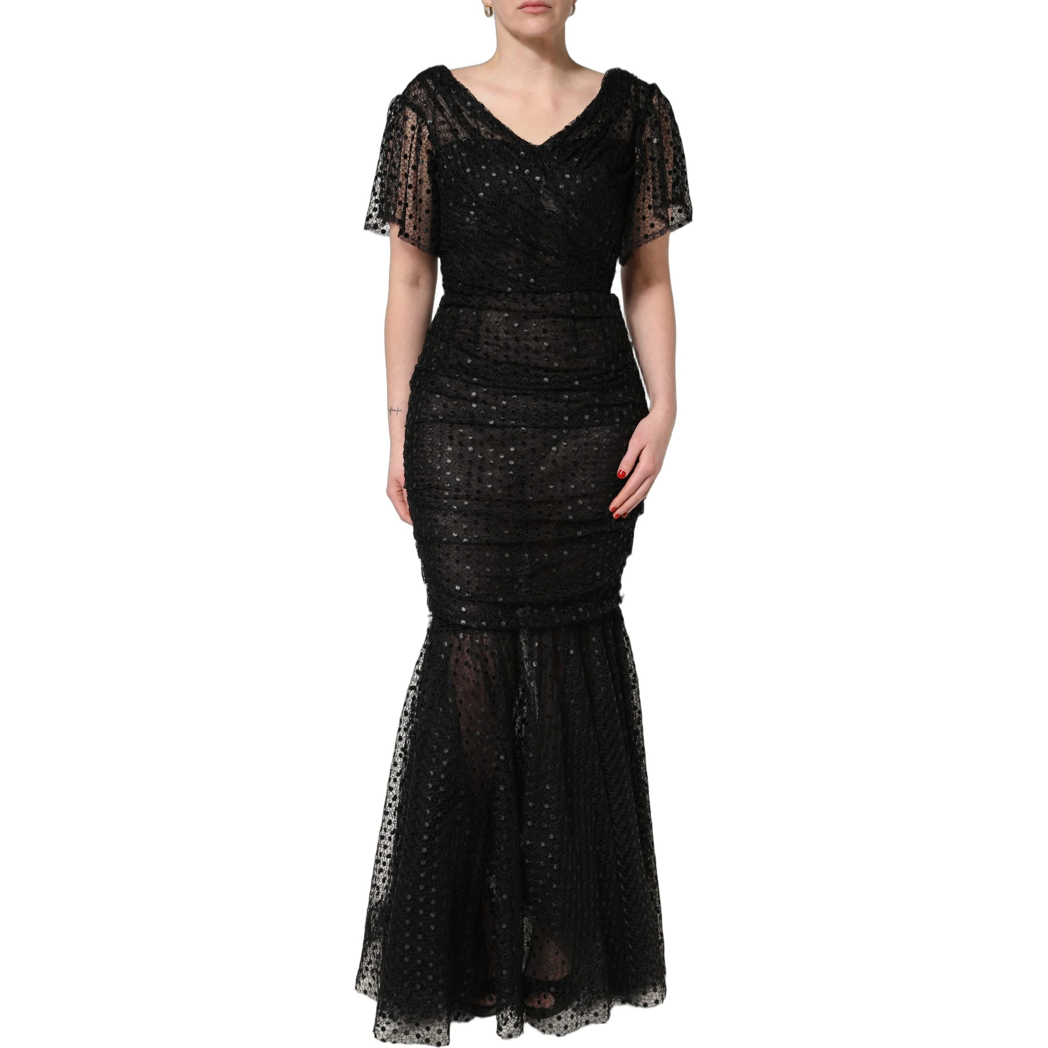 Black Sequinned Mermaid Evening Gown Dress