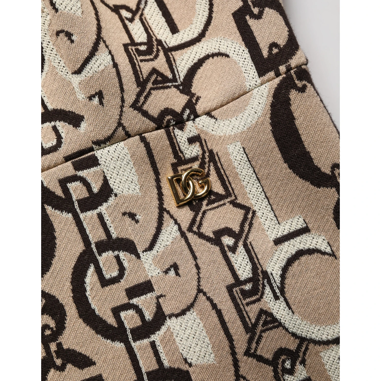 Brown DG Logo Chain Short-Sleeve Sheath Dress