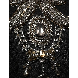 Black Crystal Embellished Sheath Midi Dress