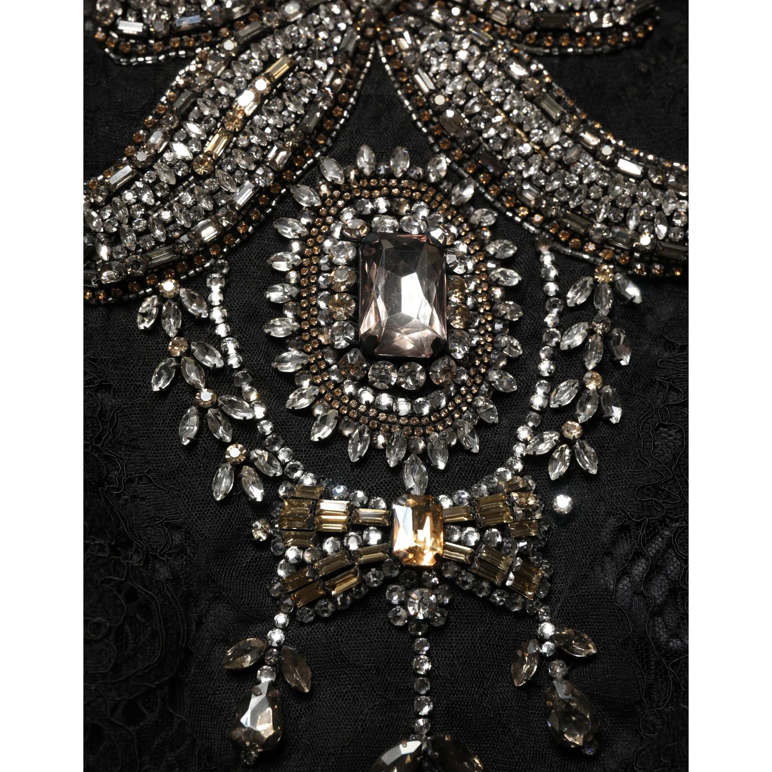 Black Crystal Embellished Sheath Midi Dress