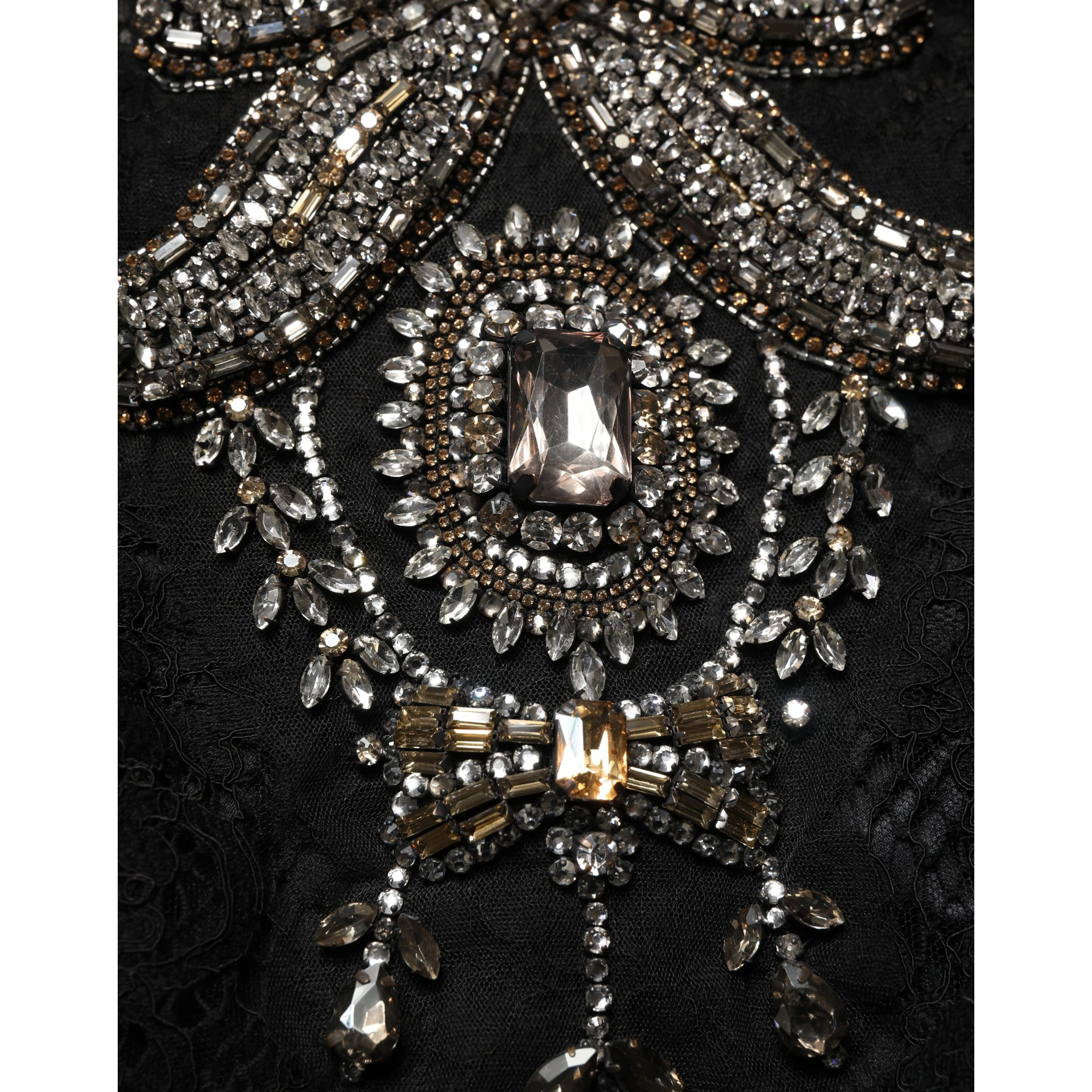 Black Crystal Embellished Sheath Midi Dress