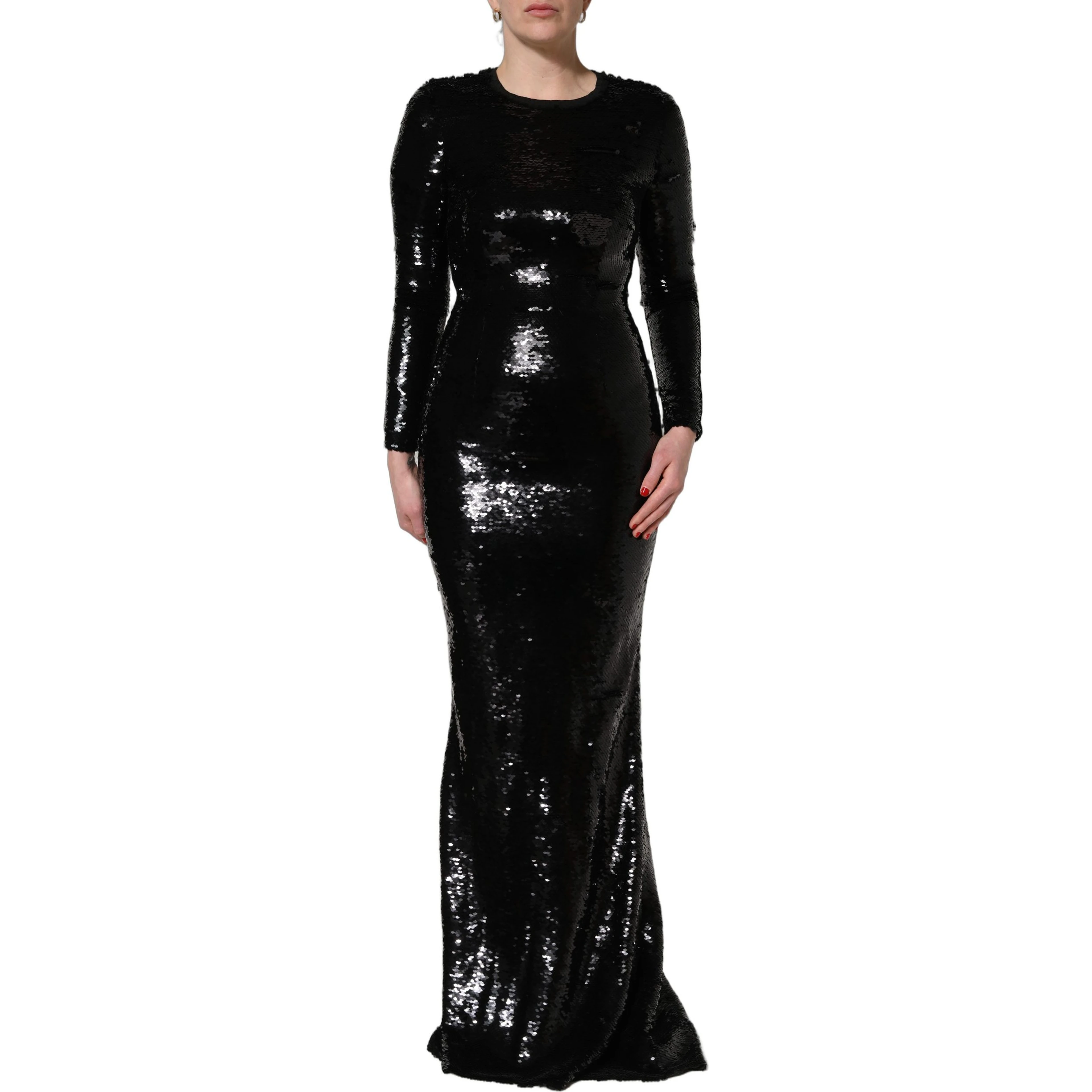 Black Bodycon Mermaid Sequinned Gown Dress