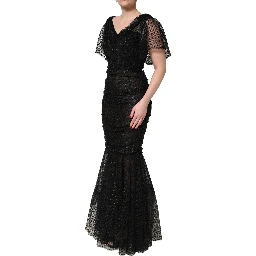 Black Sequinned Mermaid Evening Gown Dress