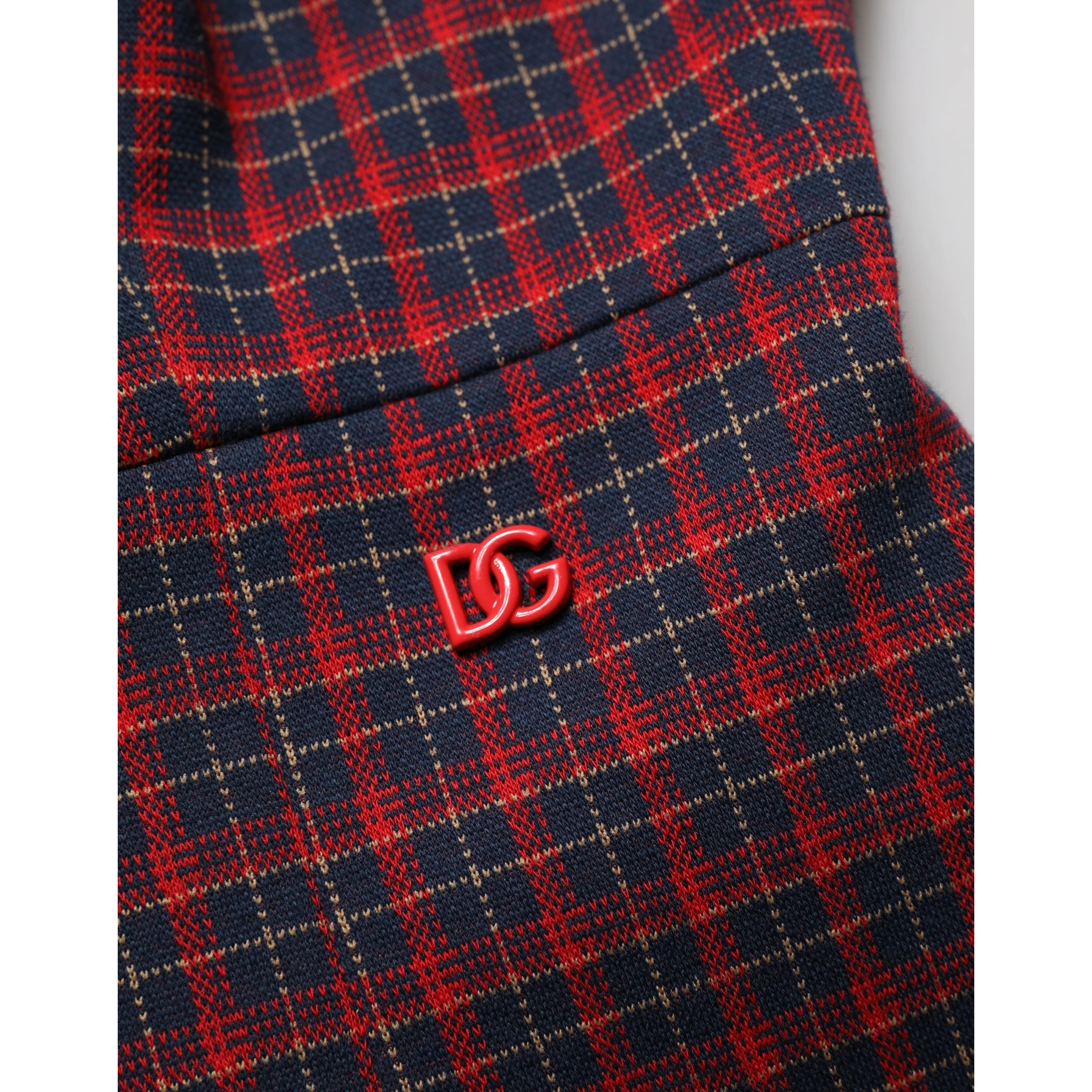 Red Black Checkered ShortSleeve Sheath Dress