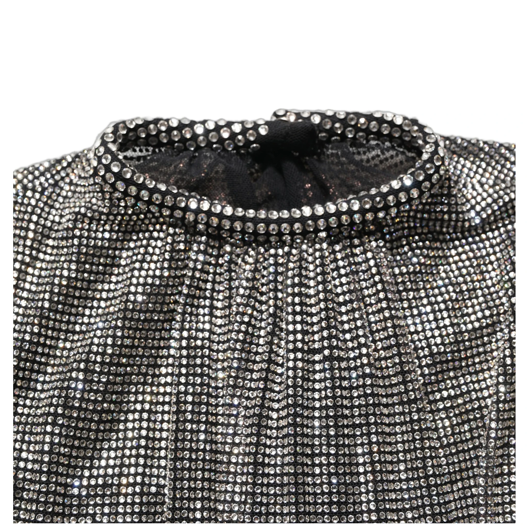 Silver Rhinestones Long Sleeves Bodysuit Mini Dress