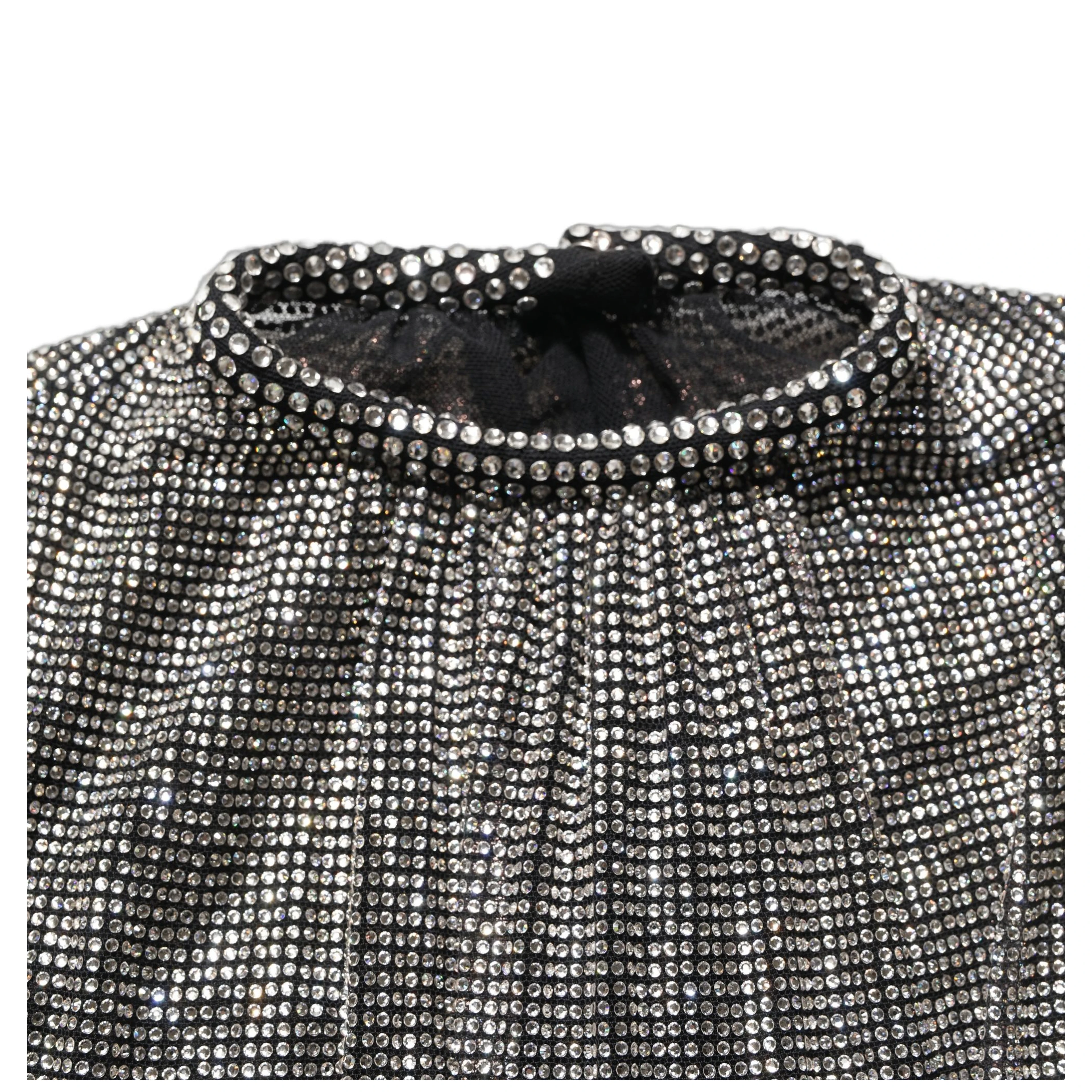 Silver Rhinestones Long Sleeves Bodysuit Mini Dress