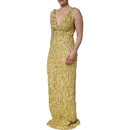 Gold V-neckline Mermaid Sequinned Gown Dress