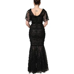 Black Sequinned Mermaid Evening Gown Dress