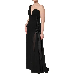 Black One Shoulder Neckline Long Gown Dress