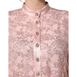 Pink Corded Floral Lace Kaftan Midi Dress