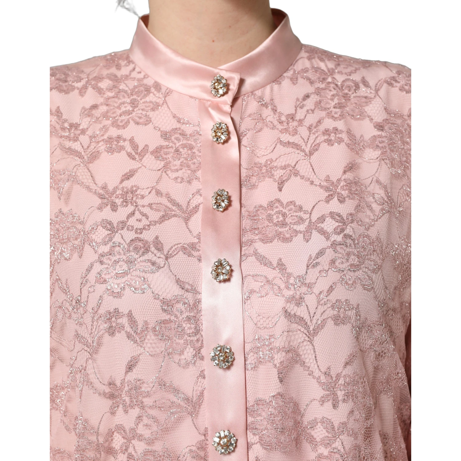 Pink Corded Floral Lace Kaftan Midi Dress