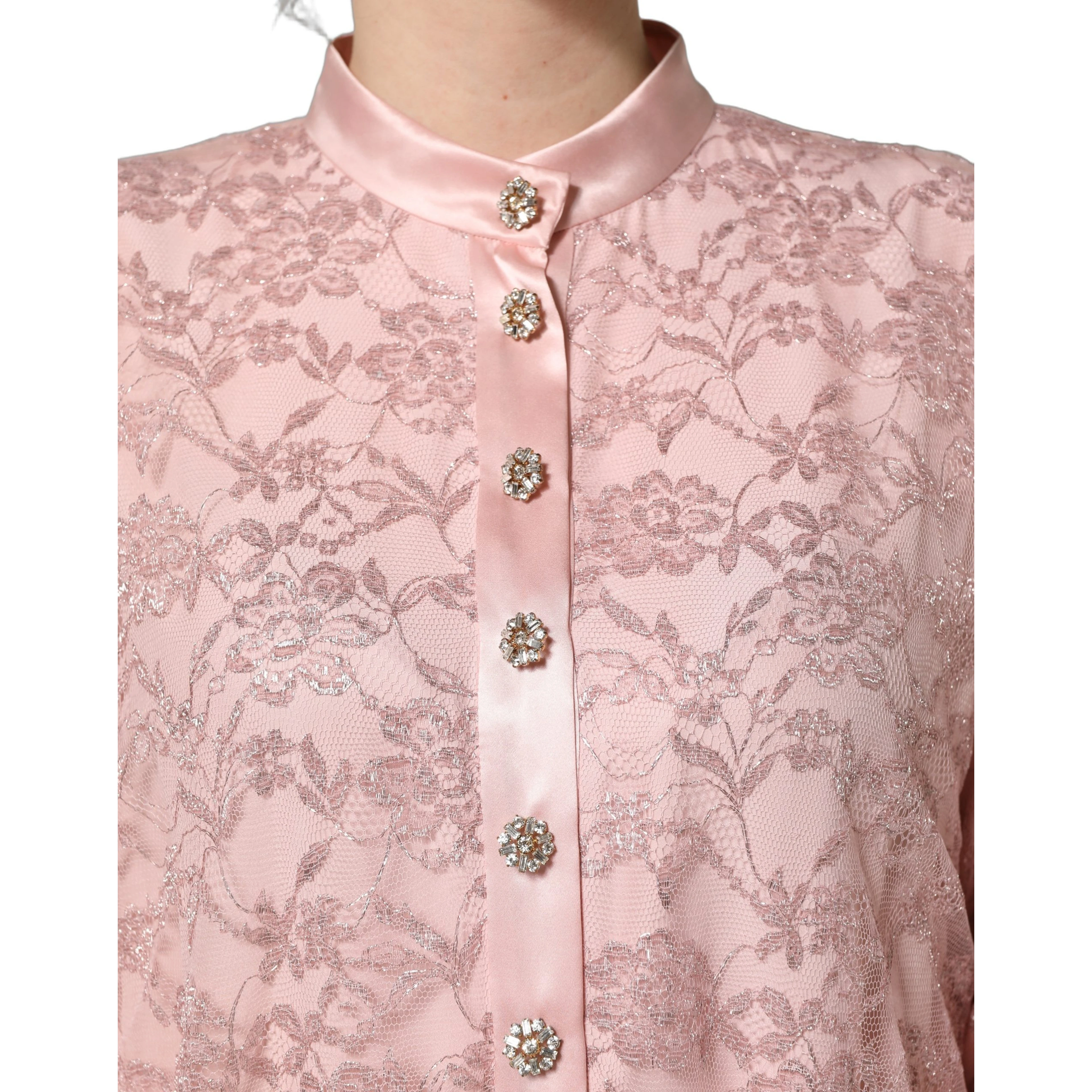 Pink Corded Floral Lace Kaftan Midi Dress