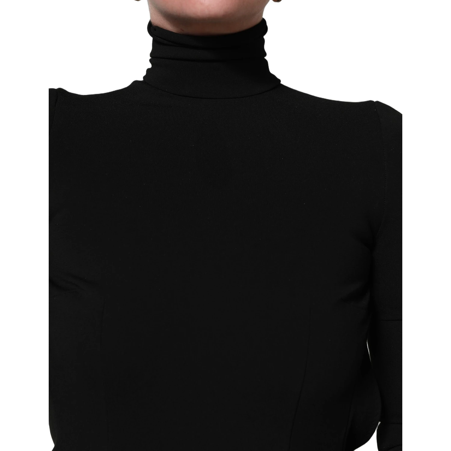 Black Long Sleeves Viscose Sheath Maxi Dress