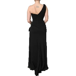 Black One Shoulder Neckline Long Gown Dress