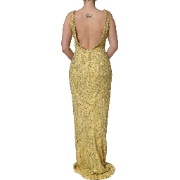 Gold V-neckline Mermaid Sequinned Gown Dress